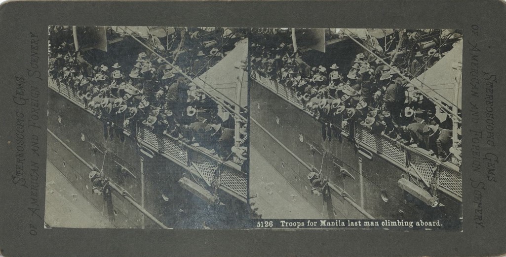 Troops for Manila last man climbing aboard.